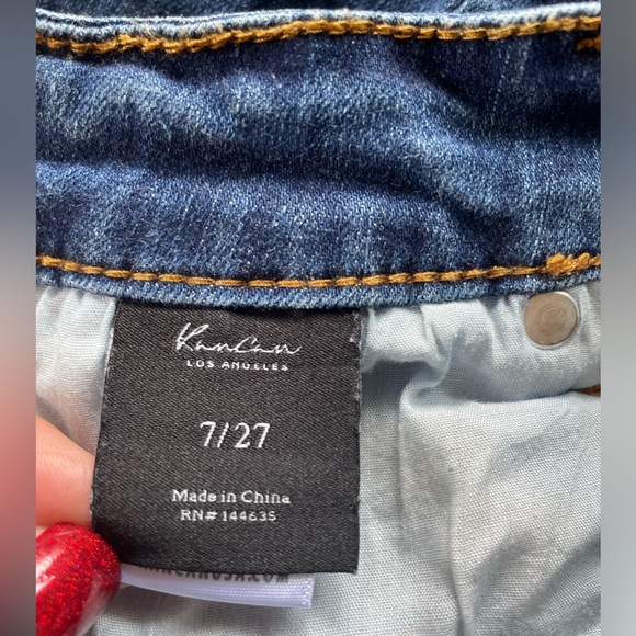 Kancan Distressed Dark Denim Midrise Stretch Jeans, Size 7/27, Grunge, Destroyed - Picture 10 of 11